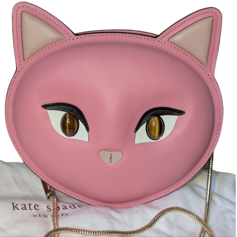 Kate Spade "Cats" Feline Face Crossbody Bag - Pink/Like new w/dust bag - Picture 5 of 16